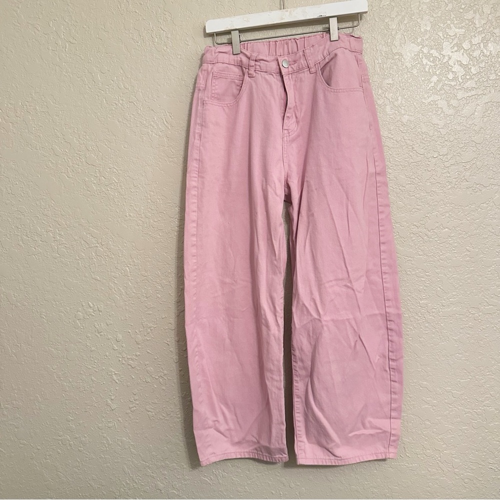 High-Waist Wide Leg Pants in Dusty Rose with heart pockets - Picture 4 of 5